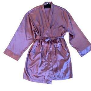 Victoria’s Secret Satin Kimono Robe Tie Front Women’s One Size Purple Bridal